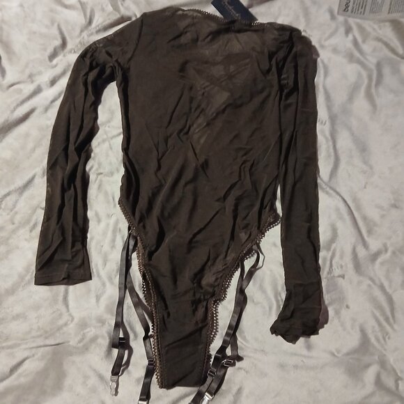 Frederick's of Hollywood Women's Lola Lee Sheer Mesh Long Sleeve  Teddy - Picture 6 of 6